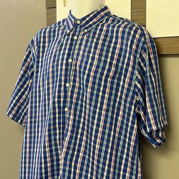 Cutter & Buck Men’s Cotton Button Down Short Sleeve Plaid Shirt with Collar- XL - Picture 6 of 13